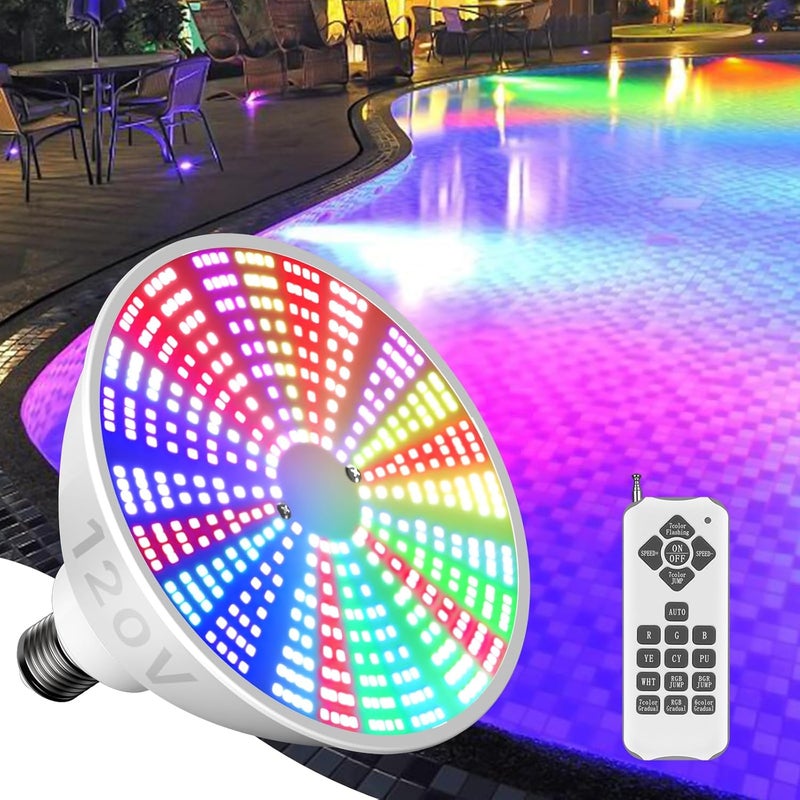 Litezone LED Pool Light Bulb: 120V 45W RGBW Pool Light for Inground Pool with 15 Light Modes - 7000K Pool Lighting - E26 Replacement for Pentair and Hayward Pool Light Fixture - Image 1